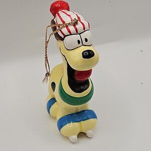 Vintage 1983 United Feature Odie Ceramic Christmas Ornament Enesco